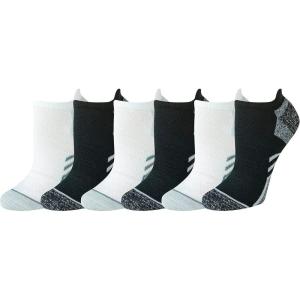 imageAmazon Essentials Womens Socks Performance Zone Cushion Athletic Tab 6 PairsBlackWhite
