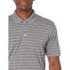 imageAmazon Essentials Mens Golf Polo Shirt Quick Dry Short SleeveMedium Grey Heather White Stripe