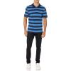 imageAmazon Essentials Mens Polo Shirts Short Sleeve SlimFit Cotton PiqueBlack Blue Rugby Stripe