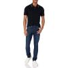 imageAmazon Essentials Mens Polo Shirts Short Sleeve SlimFit Cotton PiqueBlack Thin Stripe
