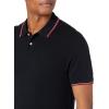 imageAmazon Essentials Mens Polo Shirts Short Sleeve SlimFit Cotton PiqueBlack Thin Stripe