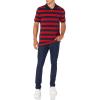 imageAmazon Essentials Mens Polo Shirts Short Sleeve SlimFit Cotton PiqueNavy Red Rugby Stripe