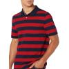 imageAmazon Essentials Mens Polo Shirts Short Sleeve SlimFit Cotton PiqueNavy Red Rugby Stripe
