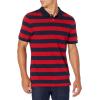 imageAmazon Essentials Mens Polo Shirts Short Sleeve SlimFit Cotton PiqueNavy Red Rugby Stripe