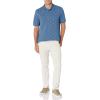 imageAmazon Essentials Mens RegularFit Cotton Pique Polo Shirt Available in Big ampamp TallBlue White Palm Tree Print