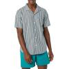 imageAmazon Essentials Mens RegularFit ShortSleeve ButtonDown Vacation ShirtBlue Stripe