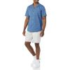 imageAmazon Essentials Mens RegularFit ShortSleeve ButtonDown Vacation ShirtIndigo Palm Leaf Print