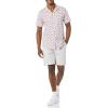 imageAmazon Essentials Mens RegularFit ShortSleeve ButtonDown Vacation ShirtLavender Palm Leaf Print