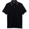 imageAmazon Essentials Mens Polo Shirts Short Sleeve SlimFit Cotton PiqueBlack Thin Stripe