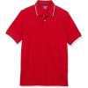 imageAmazon Essentials Mens RegularFit Cotton Pique Polo Shirt Available in Big ampamp TallRed Twin Stripe