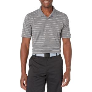 imageAmazon Essentials Mens Golf Polo Shirt Quick Dry Short SleeveMedium Grey Heather White Stripe