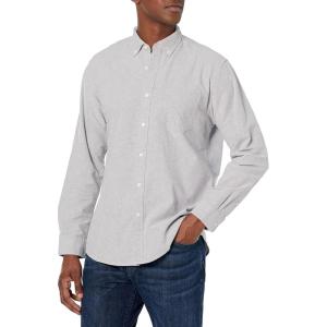 imageAmazon Essentials Mens Long Sleeve Shirts Casual  RegularFit Pocket OxfordGrey