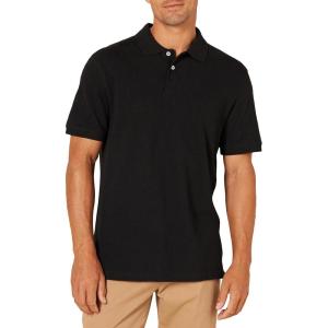 imageAmazon Essentials Mens Polo Shirts Short Sleeve SlimFit Cotton PiqueBlack