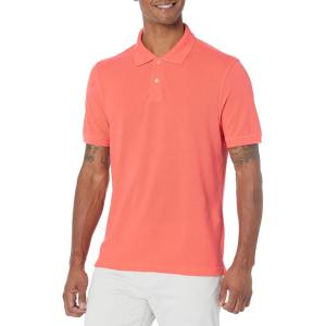 imageAmazon Essentials Mens Polo Shirts Short Sleeve SlimFit Cotton PiqueCoral Orange