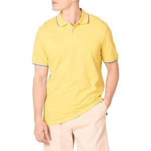 imageAmazon Essentials Mens Polo Shirts Short Sleeve SlimFit Cotton PiqueYellow Thin Stripe