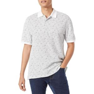 imageAmazon Essentials Mens RegularFit Cotton Pique Polo Shirt Available in Big ampamp TallBlack White Geo Print