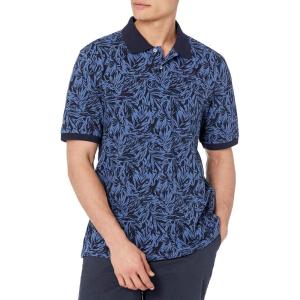 imageAmazon Essentials Mens RegularFit Cotton Pique Polo Shirt Available in Big ampamp TallIndigo Palm Leaf Print