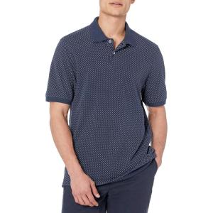 imageAmazon Essentials Mens RegularFit Cotton Pique Polo Shirt Available in Big ampamp TallNavy White Dots