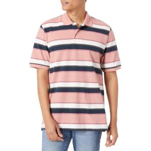 imageAmazon Essentials Mens RegularFit Cotton Pique Polo Shirt Available in Big ampamp TallPink Stripe