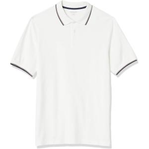 imageAmazon Essentials Mens RegularFit Cotton Pique Polo Shirt Available in Big ampamp TallWhite Twin Stripe