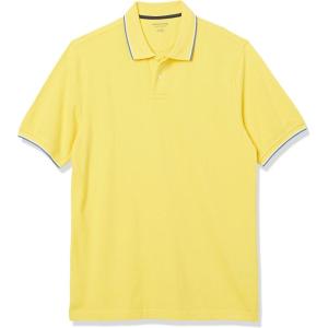 imageAmazon Essentials Mens RegularFit Cotton Pique Polo Shirt Available in Big ampamp TallYellow Twin Stripe