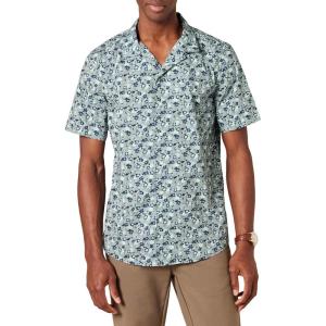 imageAmazon Essentials Mens RegularFit ShortSleeve ButtonDown Vacation ShirtBlue Floral
