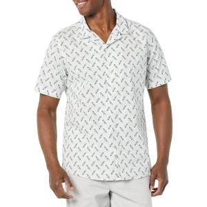 imageAmazon Essentials Mens RegularFit ShortSleeve ButtonDown Vacation ShirtLight Blue Bird Print