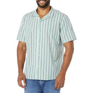 imageAmazon Essentials Mens RegularFit ShortSleeve ButtonDown Vacation ShirtLight Blue Stripe