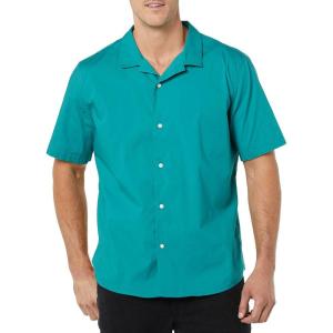 imageAmazon Essentials Mens RegularFit ShortSleeve ButtonDown Vacation ShirtTeal Blue