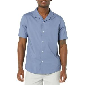 imageAmazon Essentials Mens RegularFit ShortSleeve ButtonDown Vacation ShirtWashed Blue