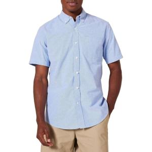 imageAmazon Essentials Oxford Shirts for Men  RegularFit ShortSleeveBlue