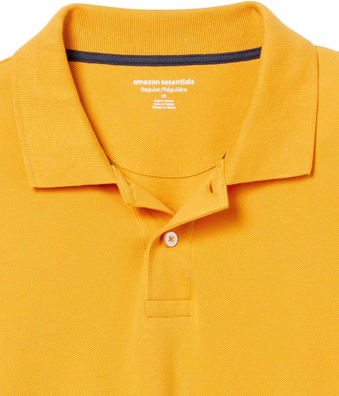imageAmazon Essentials Mens Long Sleeve Polo Shirt with Collar RegularFit PiqueDark Yellow
