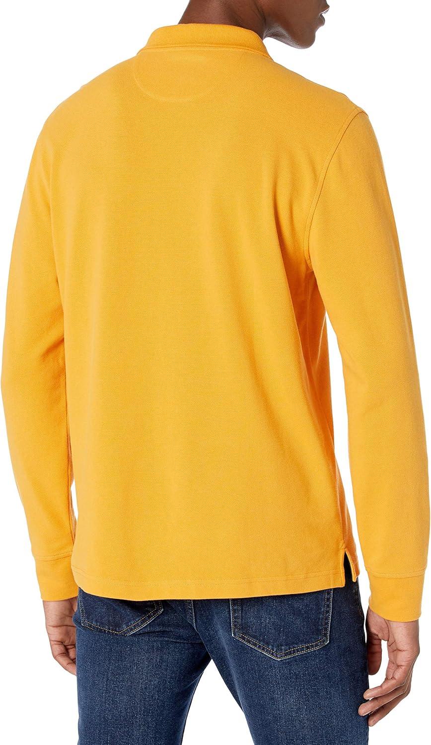 imageAmazon Essentials Mens Long Sleeve Polo Shirt with Collar RegularFit PiqueDark Yellow