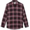 imageAmazon Essentials Mens LongSleeve Flannel Shirt RegularFit Two PocketsBlack Burgundy Plaid
