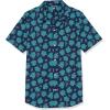 imageAmazon Essentials Mens SlimFit Vacation Shirt ShortSleeveNavy Teal Green Palm Leaf Print