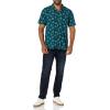 imageAmazon Essentials Mens SlimFit Vacation Shirt ShortSleeveNavy Teal Green Palm Leaf Print