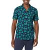 imageAmazon Essentials Mens SlimFit Vacation Shirt ShortSleeveNavy Teal Green Palm Leaf Print