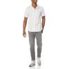imageAmazon Essentials Mens SlimFit Vacation Shirt ShortSleevePink Teal Blue Vertical Stripe