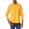 imageAmazon Essentials Mens Long Sleeve Polo Shirt with Collar RegularFit PiqueDark Yellow