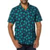 Navy Teal Green Palm Leaf Print