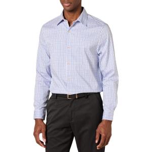 imageAmazon Essentials Dress Shirts Button Down Long Sleeve RegularFit StretchBlue White Grid Check