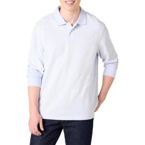 imageAmazon Essentials Mens Long Sleeve Polo Shirt with Collar RegularFit PiqueLight Blue