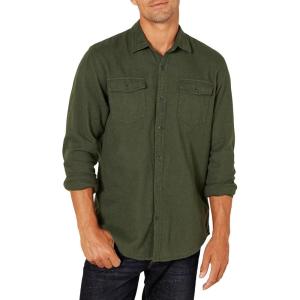 imageAmazon Essentials Mens LongSleeve Flannel Shirt RegularFit Two PocketsOlive Heather