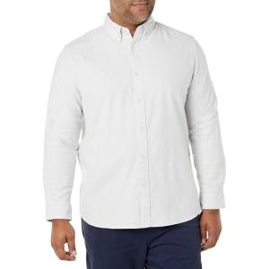 imageAmazon Essentials Mens LongSleeve RegularFit Stretch Oxford Shirt Available in Big ampamp TallLight Grey Vertical Stripe