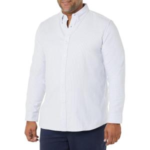 imageAmazon Essentials Mens LongSleeve RegularFit Stretch Oxford Shirt Available in Big ampamp TallPowder Blue Vertical Stripe