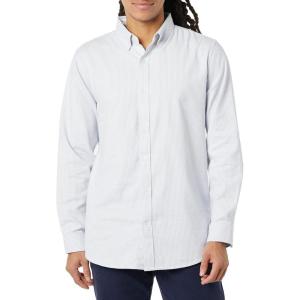 imageAmazon Essentials Mens Oxford Shirt SlimFit Stretch LongSleeve Button UpPowder Blue Vertical Stripe