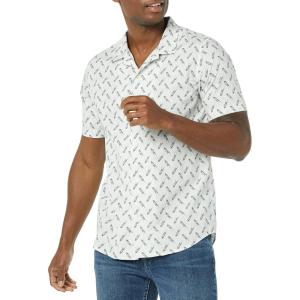 imageAmazon Essentials Mens SlimFit Vacation Shirt ShortSleeveLight Blue Bird Print