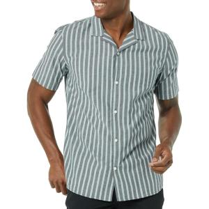 imageAmazon Essentials Mens SlimFit Vacation Shirt ShortSleeveNavy Stripe