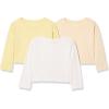 imageAmazon Essentials Girls and Toddlers Long Sleeve T Shirts Pack of 3BeigePastel YellowWhite