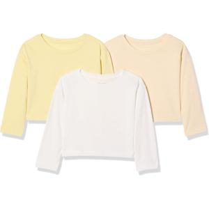 imageAmazon Essentials Girls and Toddlers Long Sleeve T Shirts Pack of 3BeigePastel YellowWhite